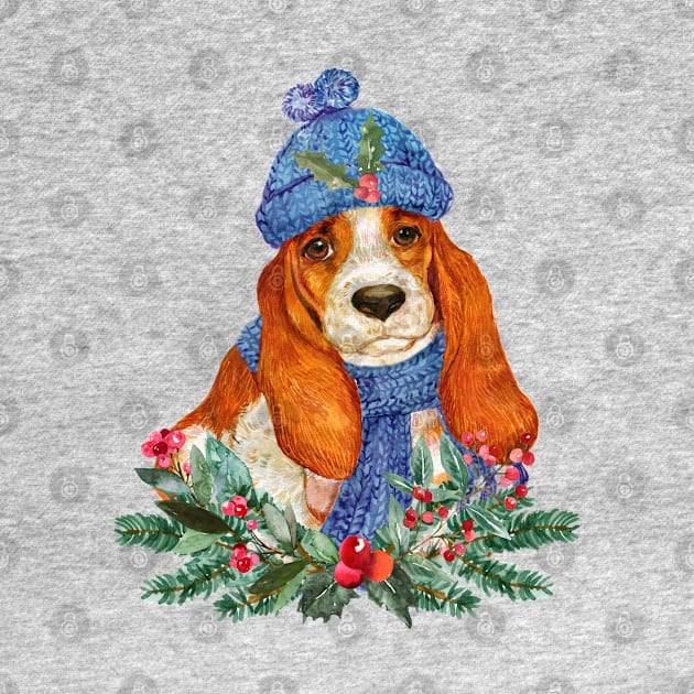 Christmas Basset Hound by Budwood Designs